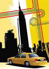 Cover for brochure with New York and taxi cab images