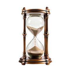 Ancient hourglass or sandglass on transparent background, clipping path, png,