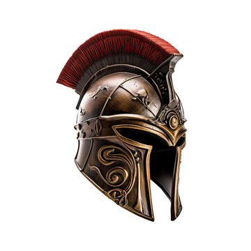Ancient medieval knight helmet,  vintage soldier armor isolated on transparent background, clipping path, png, 