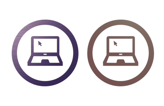 Laptop icon symbol purple and brown - Powered by Adobe