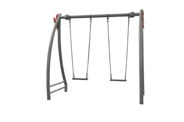 Gray swings with transparent background. Modern playground equipment