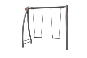 Gray swings with transparent background. Modern playground equipment