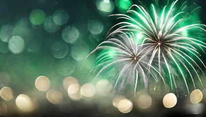 Colorful mardi gras fireworks bursting in the sky with a brilliant display of glittering sparkles - obrazy, fototapety, plakaty