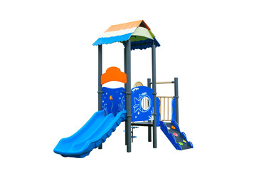 colorful outdoor slide playground set with transparent background