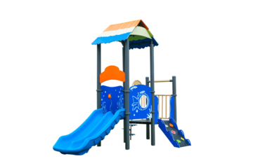 colorful outdoor slide playground set with transparent background