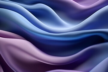 Fabric with ripples and folds in violet and blue. Smooth multicolored background. Generative AI