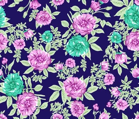 Foto op Aluminium Seamless floral pattern with hand drawn flowers. Vector illustration. © Krunal