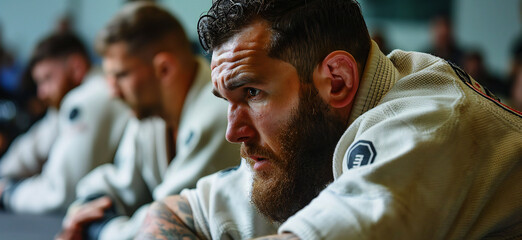 Obraz premium Enthusiastic Brazilian Jiu-Jitsu Students Absorbing Techniques in Class
