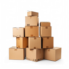 Cardboard boxes on isolate transparency background, PNG