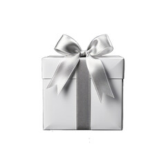 Silver gift box on isolate transparency background, PNG