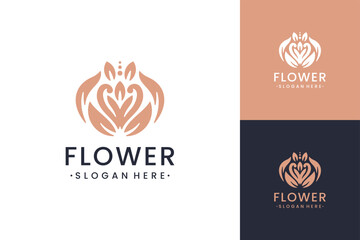 Abstract elegant flower logo icon design. Creative premium symbol inspiration