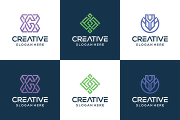 Set of geometric shapes icon. Simple creative logo emblems for Your design inspiration