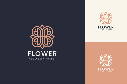 Abstract elegant flower logo icon design. Creative premium symbol inspiration