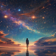 Fototapeta premium a girl under the star night