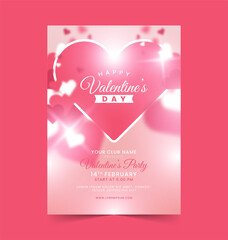 valentines day card or valentines day poster with a heart and love theme