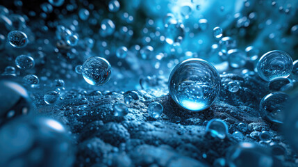 water drops on blue background, water drops on glass,drops of water, 