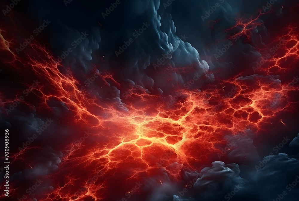 Poster close-up of molten lava flowing from a volcano