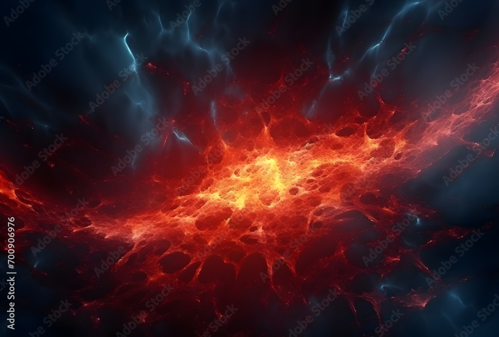 Poster close-up of molten lava flowing from a volcano