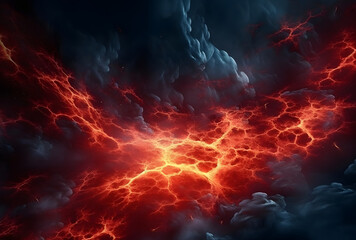 Close-up of molten lava flowing from a volcano