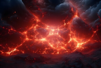 Close-up of molten lava flowing from a volcano