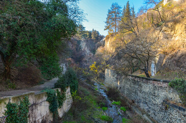 Tsavkisis Tskali river canyon in National Botanical Garden (Tbilisi, Georgia)