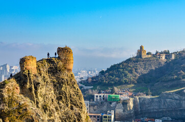 Narikala fortress scenic ruins in Tbilisi, Georgia