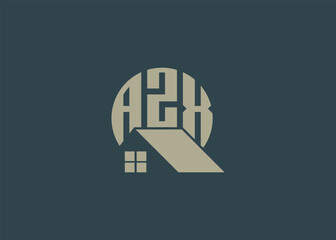 Real Estate Letter AZX Monogram Vector Logo.Home Or Building Shape AZX Logo