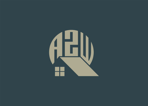 Real Estate Letter AZW Monogram Vector Logo.Home Or Building Shape AZW Logo