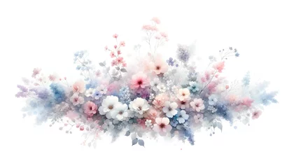 Fotobehang Watercolor pastel flower bouquet on white background © mangolovemom