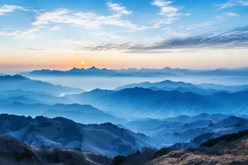 Papier Peint photo Monts Huang Mountain landscape at sunrise in Huangshan National Park, China