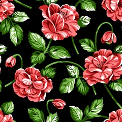 Foto op Canvas Seamless floral pattern with hand drawn flowers. Vector illustration. © Krunal