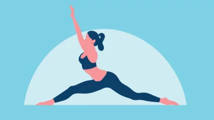Fotobehang commitment to flexibility and mobility in a vector scene featuring a woman engaging in stretching exercises or yoga poses at the gym. flexibility  © J.V.G. Ransika