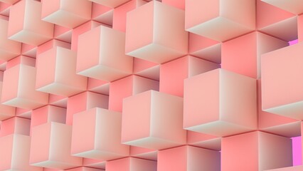 Orange and Pink Pop Cube Shape Elegant Modern 3D Rendering Abstract Background