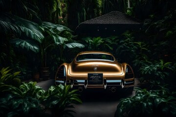 "Luxury car parked amidst a lush garden" - Powered by Adobe