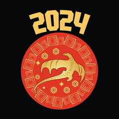 year of the dragon 2024 free vector design  
dragon 2024