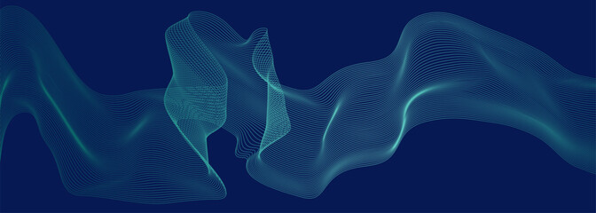 Wave swirl with undulating curves, resembling sound frequencies. This design features a blend effect, suitable for technology and data science.