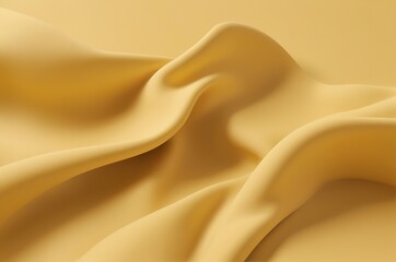 Fototapeta na wymiar Closeup of rippling yellow satin fabric texture background