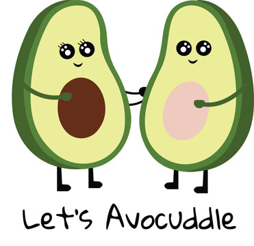 Vector cute avocado family - Lets avocuddle