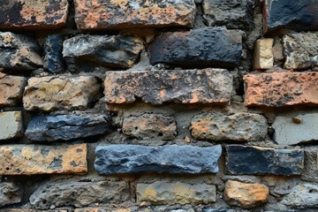 closeup of an old rough stone brick wall