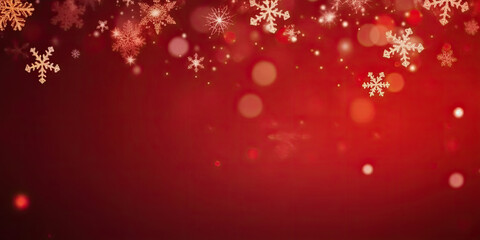 Obraz na płótnie Canvas red christmas background with snowflakes. Glittering red Xmas background with snowflakes and lights. Merry Christmas , New Year banner. copy space