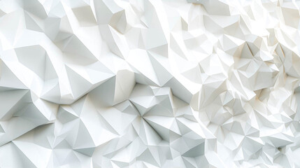 White geometric shapes cluster together, creating a three-dimensional abstract pattern on a...