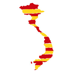 Vietnam Map with brush stroke in flag color flag, Vietnam independence day victory day graphics