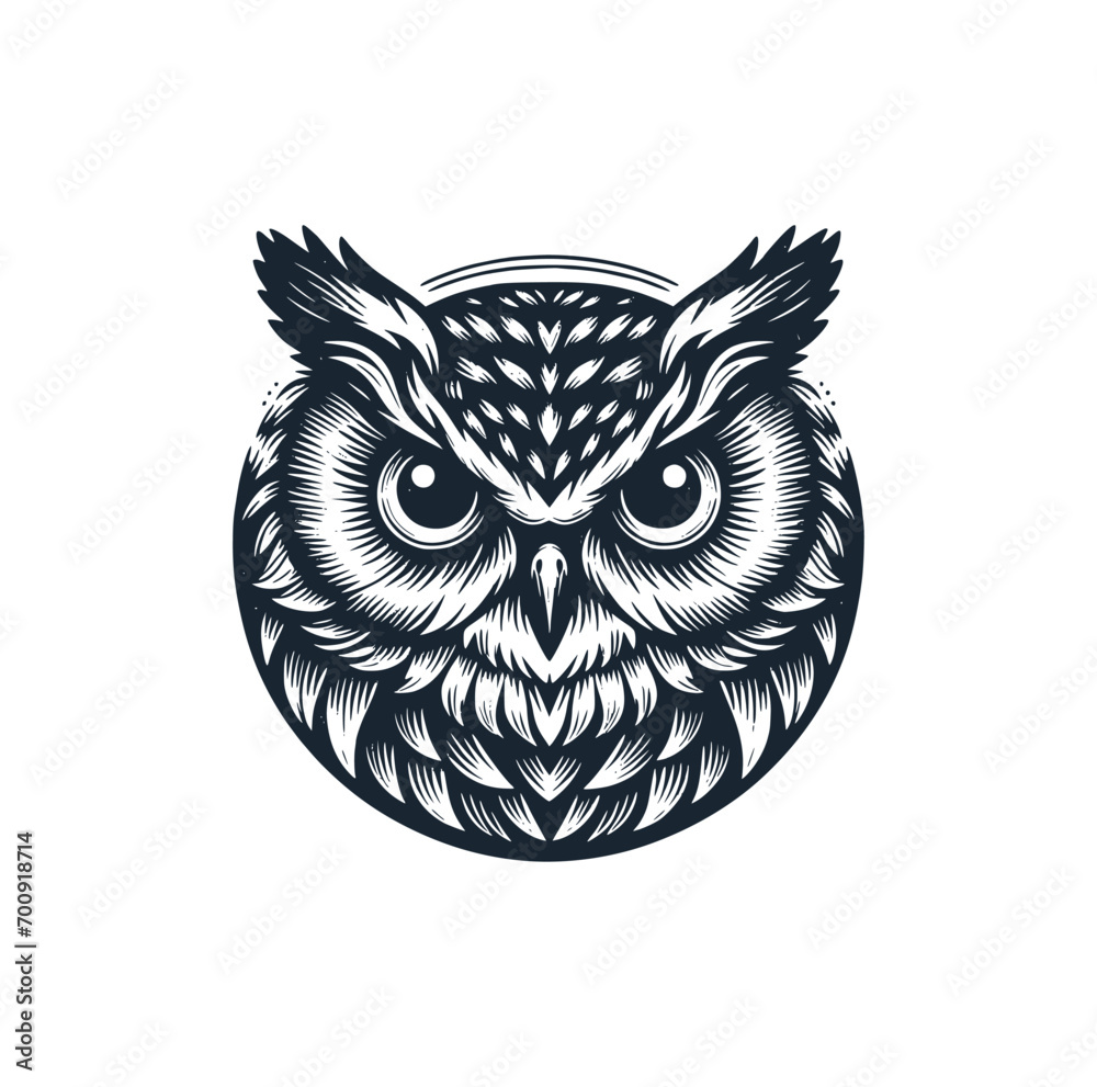 Poster Hand drawn of owl bird. Logo Vector illustration.