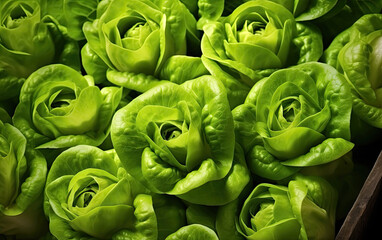 Fresh Butterhead lettuce leaves, green plant