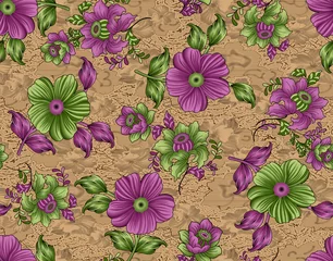 Fotobehang Seamless floral pattern with hand drawn flowers. Vector illustration. © Krunal