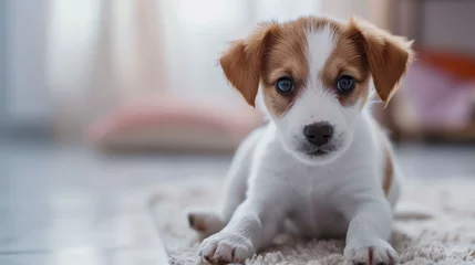 Fotobehang jack russell terrier sitting on the floor © Алекс Ренко