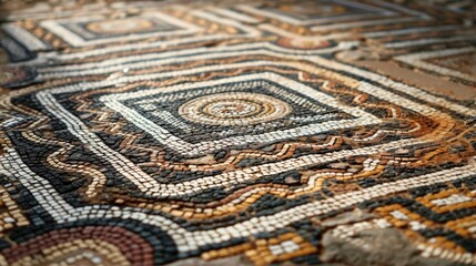 Close-up of an intricate mosaic pattern.