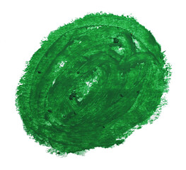 abstract green circle object hand painted oil pastel on paper