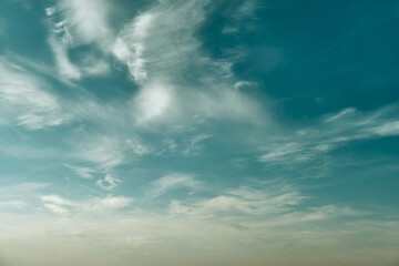 Cirrus clouds in the blue daytime sky - obrazy, fototapety, plakaty