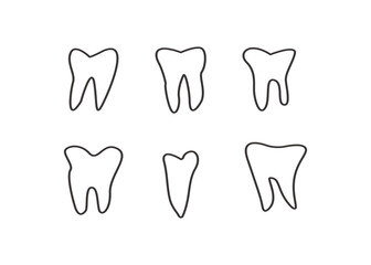 Human teeth icons set isolated on white for dental